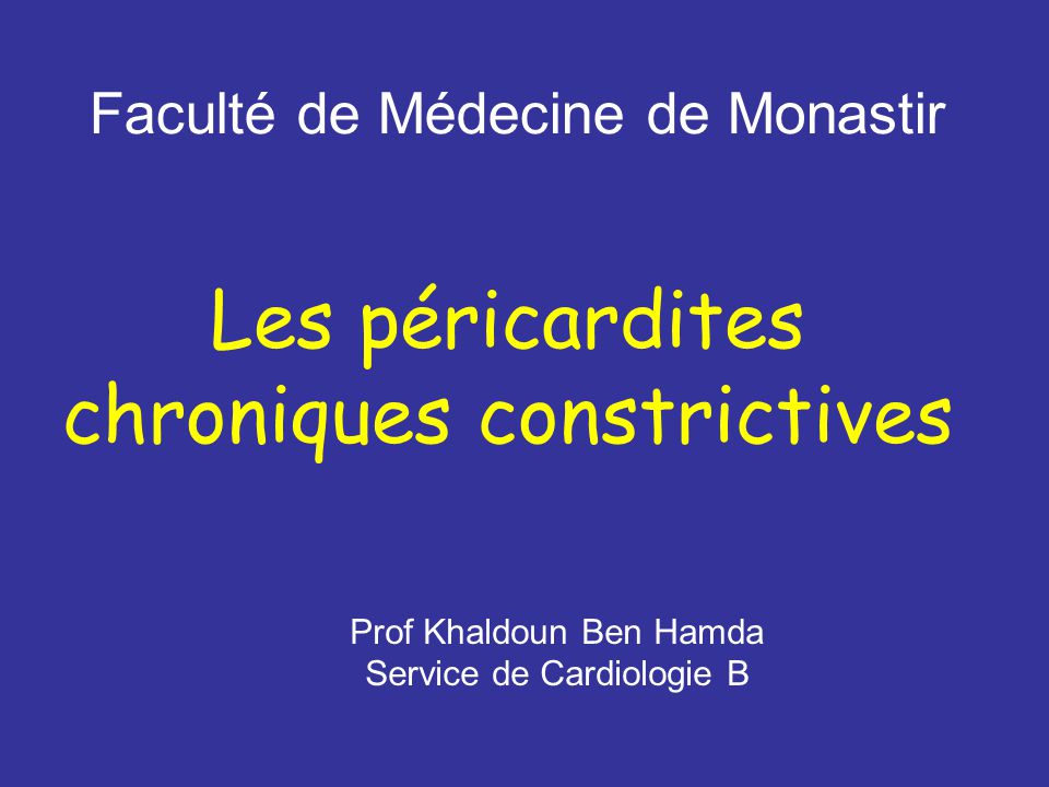 Les péricardites chroniques constrictives .PDF