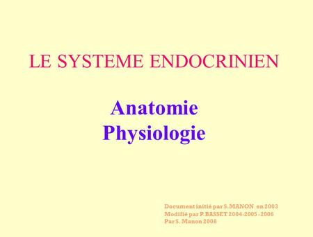 LE SYSTÈME ENDOCRINIEN Anatomie Physiologie .PDF