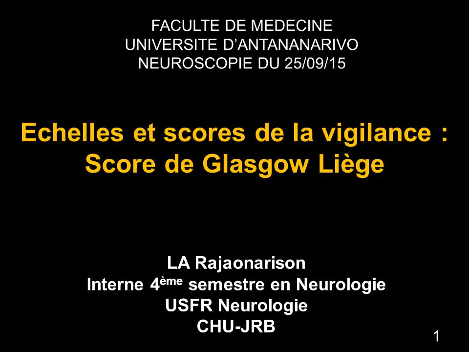 Echelles et scores de la vigilance : Score de Glasgow Liège .PDF