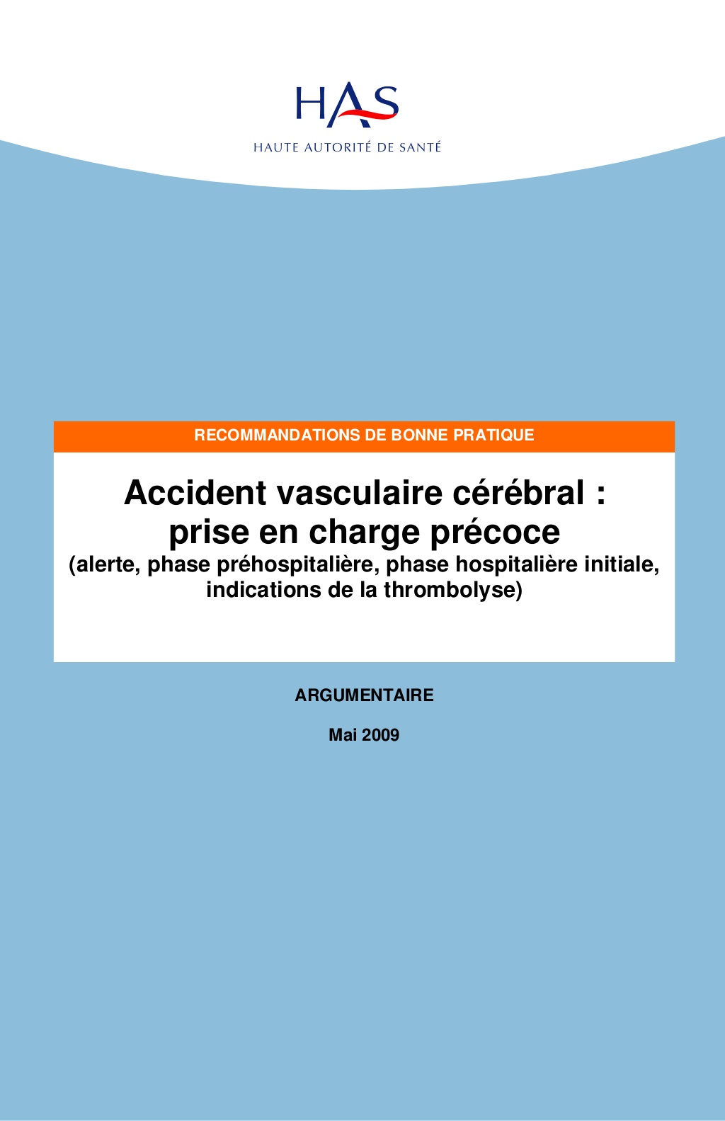 Accident vasculaire cérébral prise en charge précoce .PDF