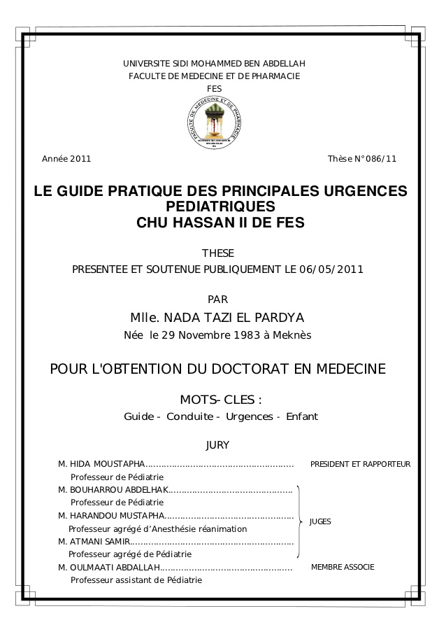Le guide pratique des principales urgences pédiatriques .PDF